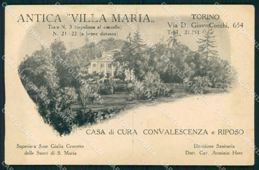 Torino Città Antica Villa Maria via Cocchi PIEGHINA cartolina MZ9469 – fronte
