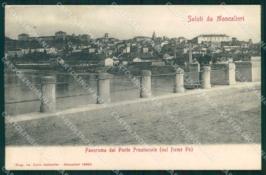 Torino Moncalieri Saluti da Vista da Ponte Provinciale SCOLLATA cartolina MZ9517 – fronte