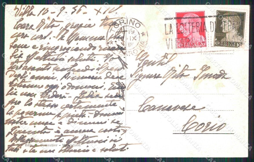 Torino Moncalieri Castello Reale Militari cartolina MZ9543 – retro
