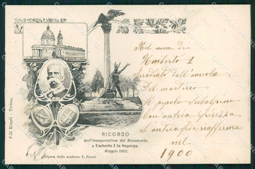 Torino Città Superga Inaugurazione Monumento Umberto I Kunzli cartolina MZ9559 – fronte