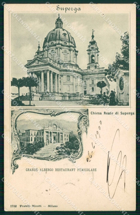 Torino Città Superga Chiesa Reale Grande Albergo Funicolare cartolina MZ9576 – fronte