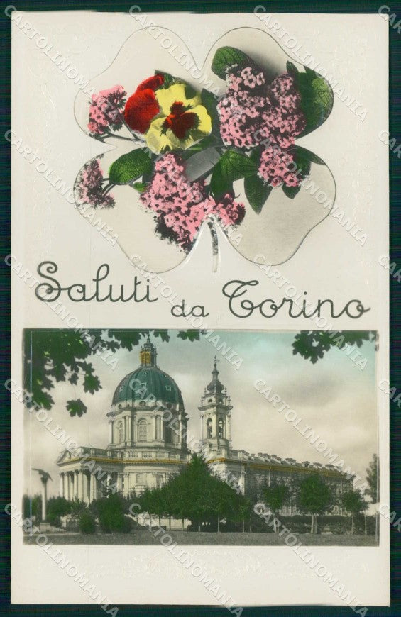 Torino Città Saluti da Superga Basilica Rilievo Foto cartolina MZ9615 – fronte