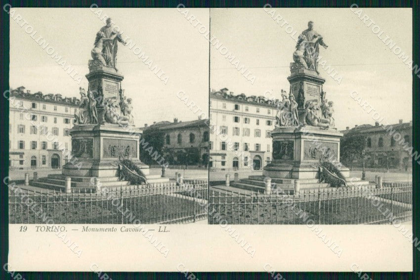 Torino Città Monumento Cavour Stereoview cartolina MZ9694 – fronte