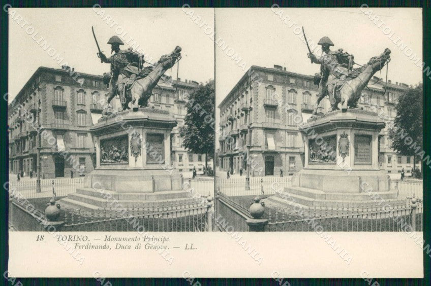 Torino Città Monumento Principe Ferdinando Stereoview cartolina MZ9695 – fronte