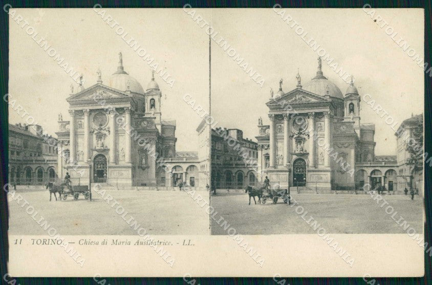 Torino Città Chiesa Maria Ausiliatrice Stereoview cartolina MZ9700 – fronte