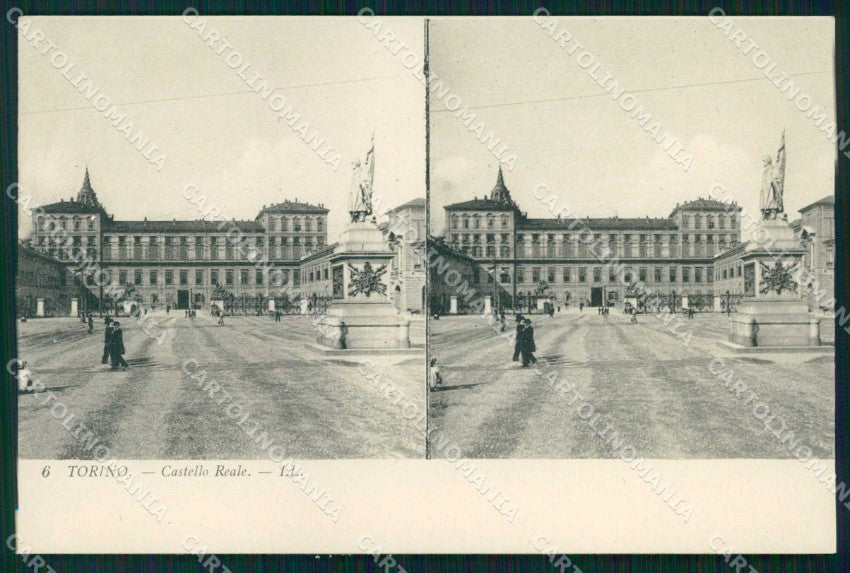 Torino Città Castello Reale Stereoview cartolina MZ9705 – fronte