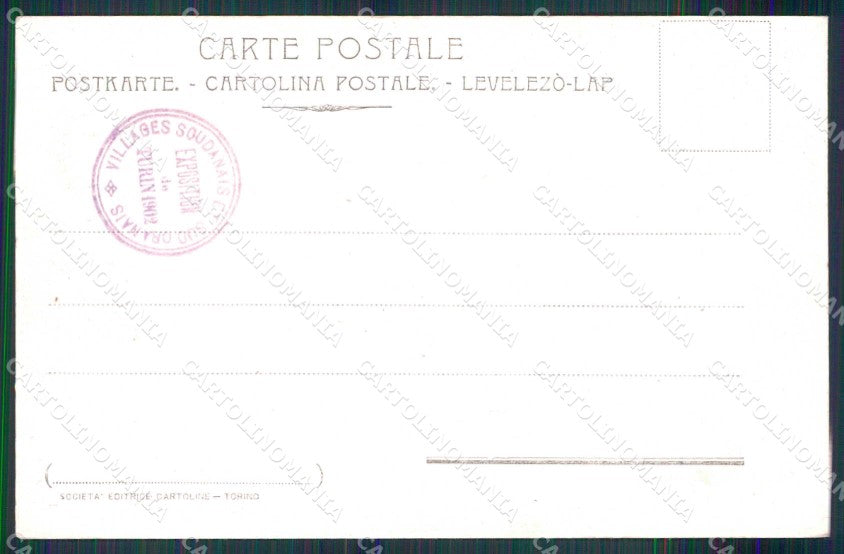 Torino Città Esposizione Arte Ricordo Villaggi Sudanesi cartolina MZ9767 – retro