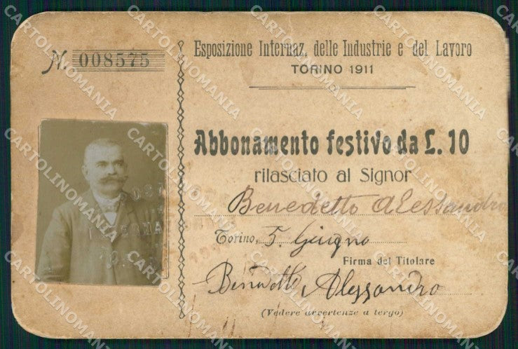 Torino Città Esposizione Industrie Lavoro Abbonamento Festivo 12x8 cm MZ9824 – fronte
