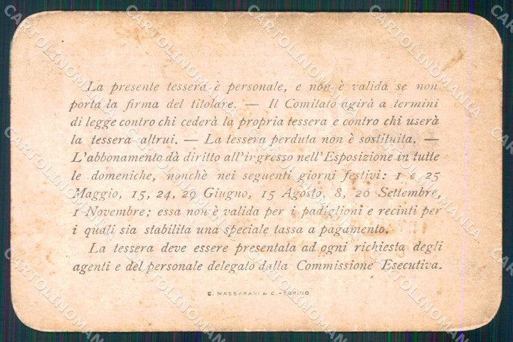 Torino Città Esposizione Industrie Lavoro Abbonamento Festivo 12x8 cm MZ9824 – retro