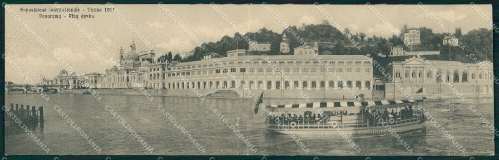 Torino Città Esposizione Riva Destra Battello Doppia cartolina MZ9842 – fronte