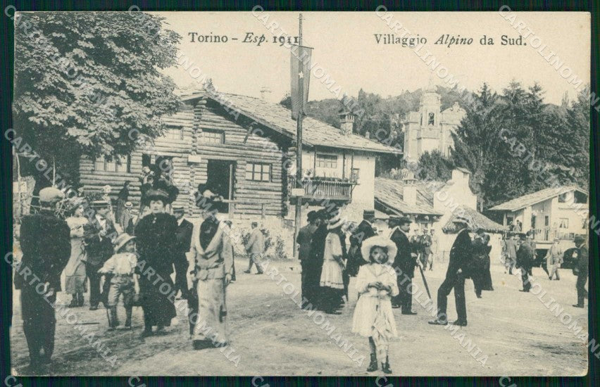 Torino Città Esposizione Villaggio Alpino da Sud cartolina MZ9856 – fronte