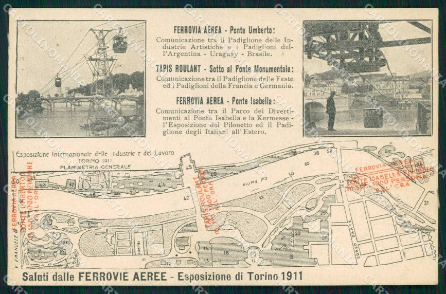 Torino Città Esposizione Saluti dalle Ferrovie Aeree cartolina MZ9958 – fronte
