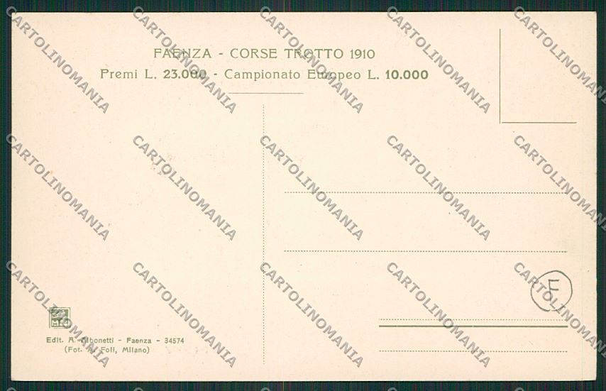 Ravenna Faenza Ippica Trotto cartolina QK0041 – retro
