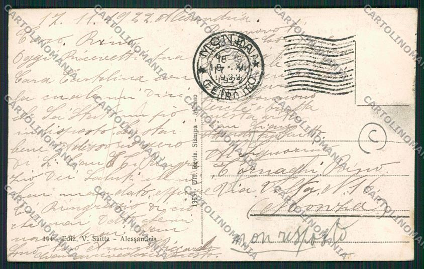 Alessandria città Saluti da SCOLLATA cartolina QK0346 – retro