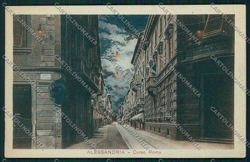 Alessandria città Farmacia Chiaro di luna cartolina QK0384 – fronte