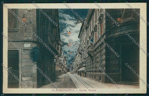 Alessandria città Farmacia Chiaro di luna cartolina QK0384 – fronte