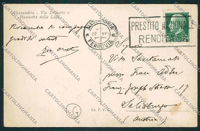 Alessandria città cartolina QK0441 – retro