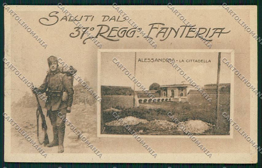 Alessandria Militari Fanteria Saluti da cartolina QK0499 – fronte
