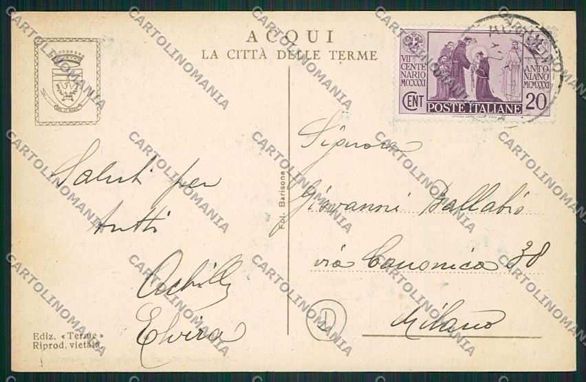 Alessandria Acqui cartolina QK0543 – retro