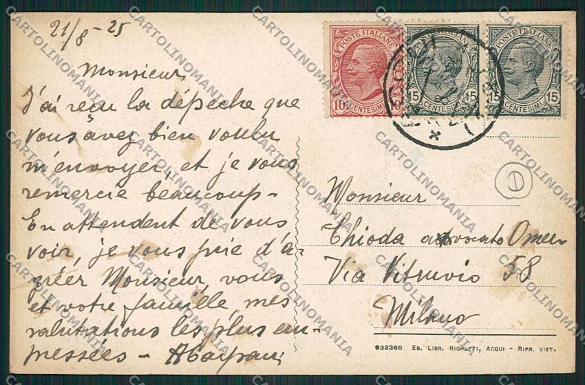 Alessandria Acqui cartolina QK0550 – retro