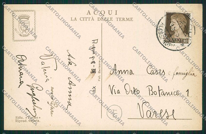 Alessandria Acqui cartolina QK0568 – retro