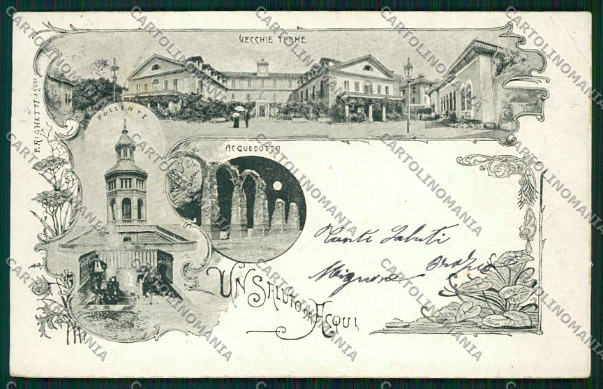 Alessandria Acqui Saluti da Gruss PIEGHINA cartolina QK0585 – fronte