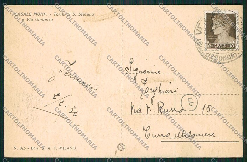 Alessandria Casale Monferrato cartolina QK0666 – retro