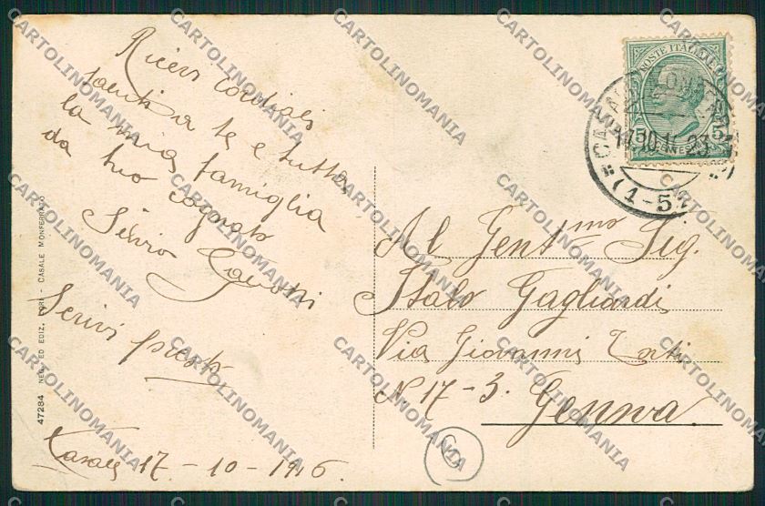 Alessandria Casale Monferrato Militari Artiglieria cartolina QK0691 – retro