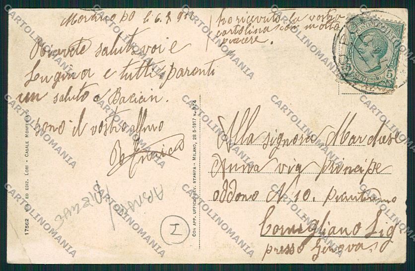 Alessandria Casale Monferrato Militari ABRASA PIEGHE cartolina QK0705 – retro