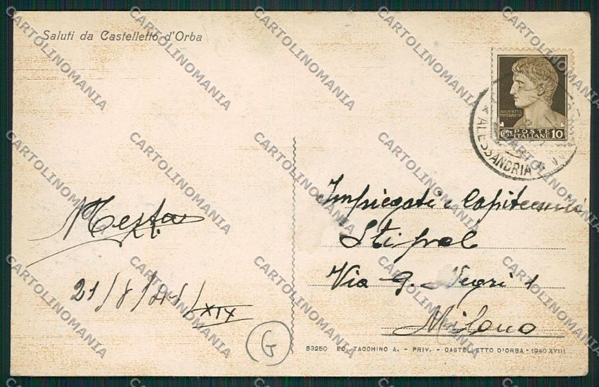 Alessandria Castelletto D'Orba cartolina QK0722 – retro