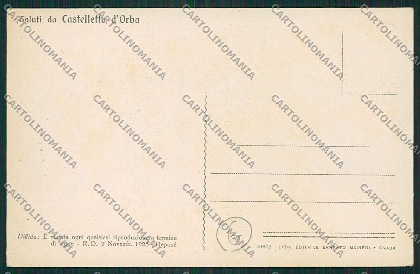 Alessandria Castelletto D'Orba cartolina QK0729 – retro