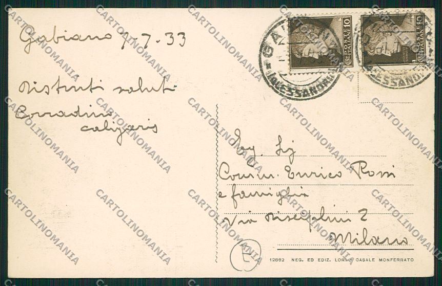 Alessandria Gabiano cartolina QK0788 – retro