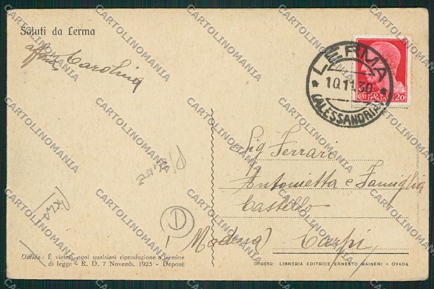 Alessandria Lerma PIEGHE cartolina QK0821 – retro
