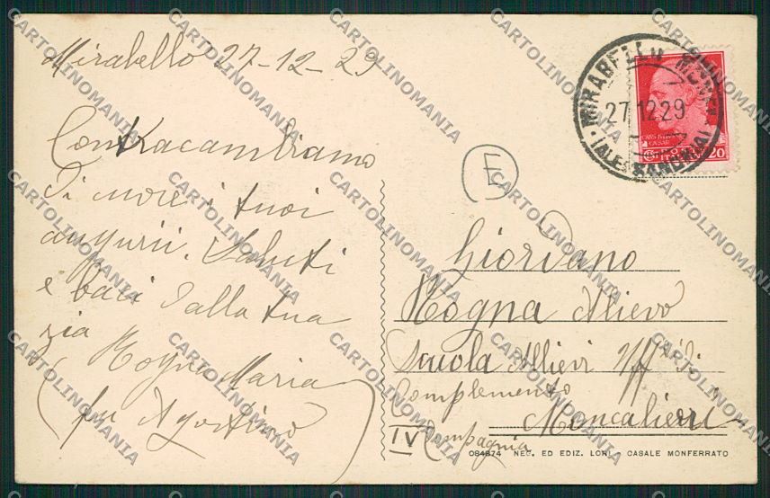 Alessandria Mirabello cartolina QK0824 – retro