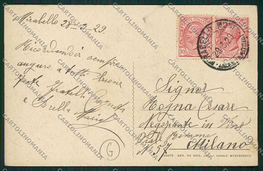 Alessandria Mirabello cartolina QK0827 – retro