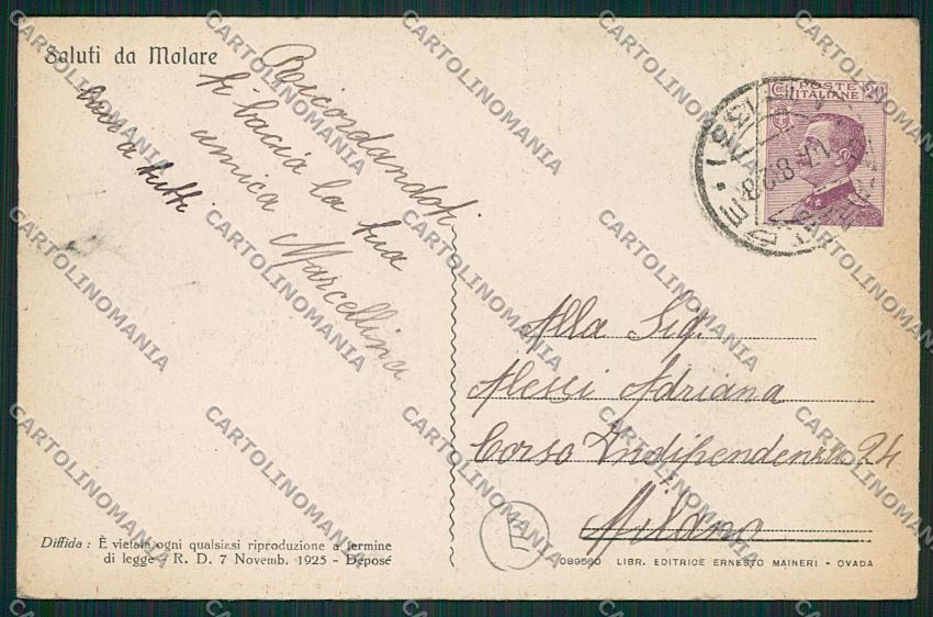 Alessandria Molare cartolina QK0831 – retro