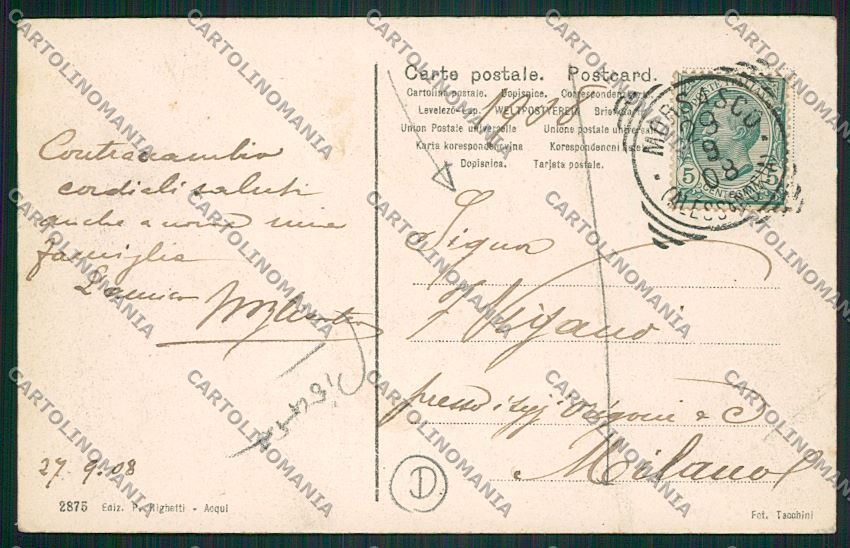 Alessandria Morsasco PIEGATA cartolina QK0834 – retro
