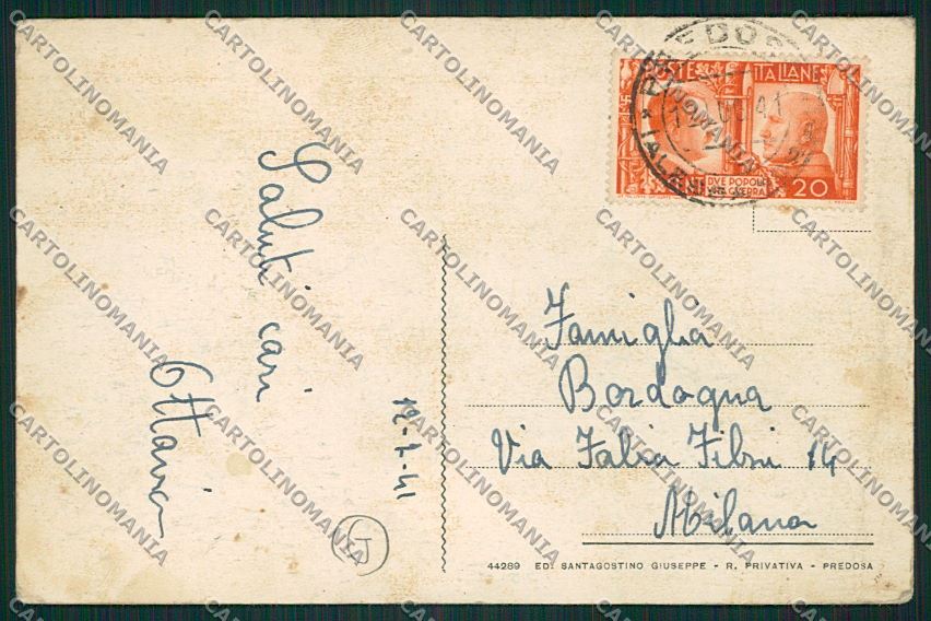 Alessandria Predosa PIEGHINA cartolina QK0955 – retro