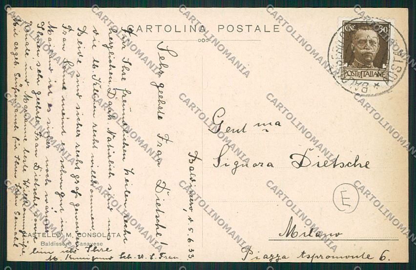 Torino Baldissero Canavese cartolina QK1117 – retro