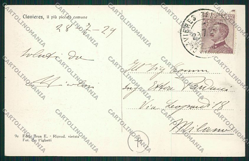 Torino Clavieres cartolina QK1283 – retro