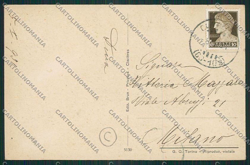 Torino Clavieres cartolina QK1284 – retro