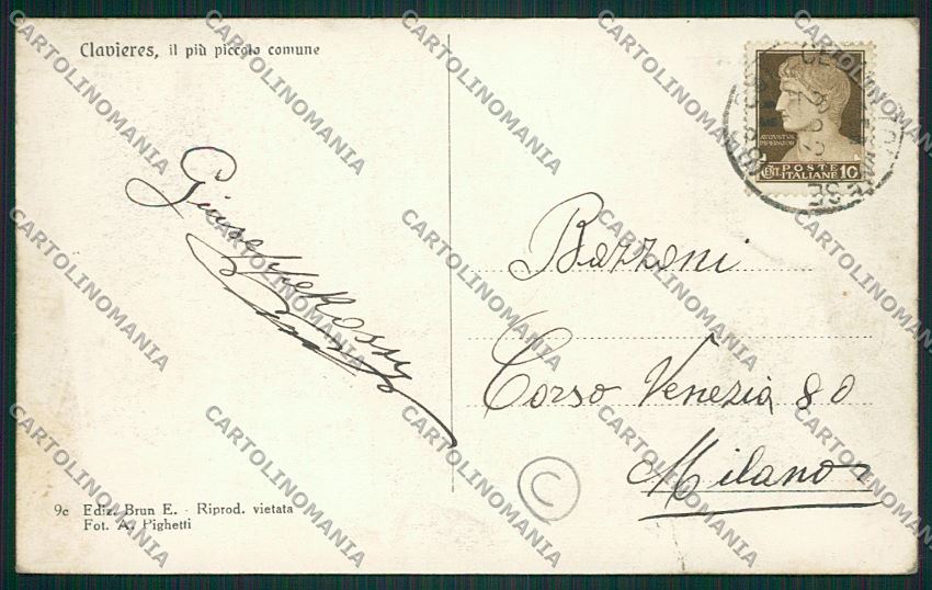 Torino Clavieres cartolina QK1292 – retro