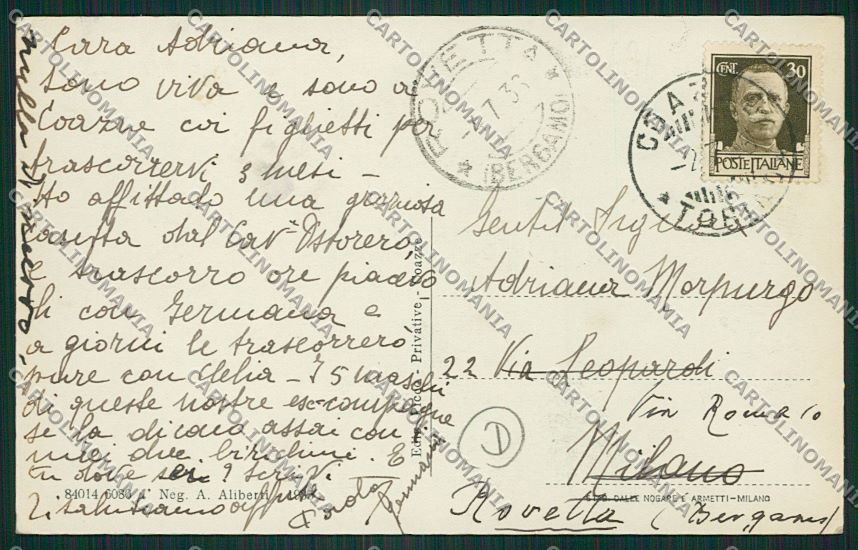 Torino Coazze cartolina QK1325 – retro