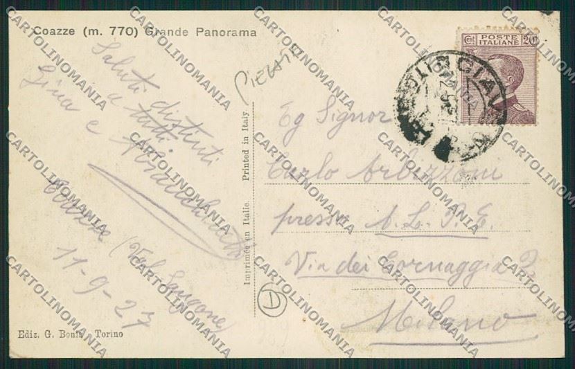 Torino Coazze Foto cartolina QK1330 – retro