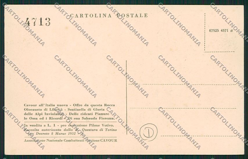 Torino Cavour cartolina QK1391 – retro