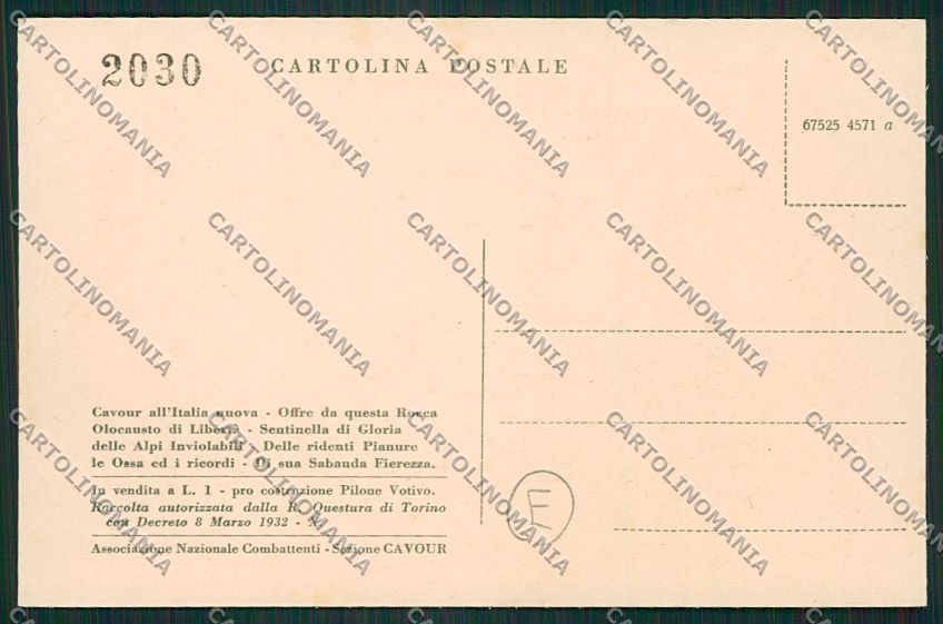 Torino Cavour cartolina QK1398 – retro
