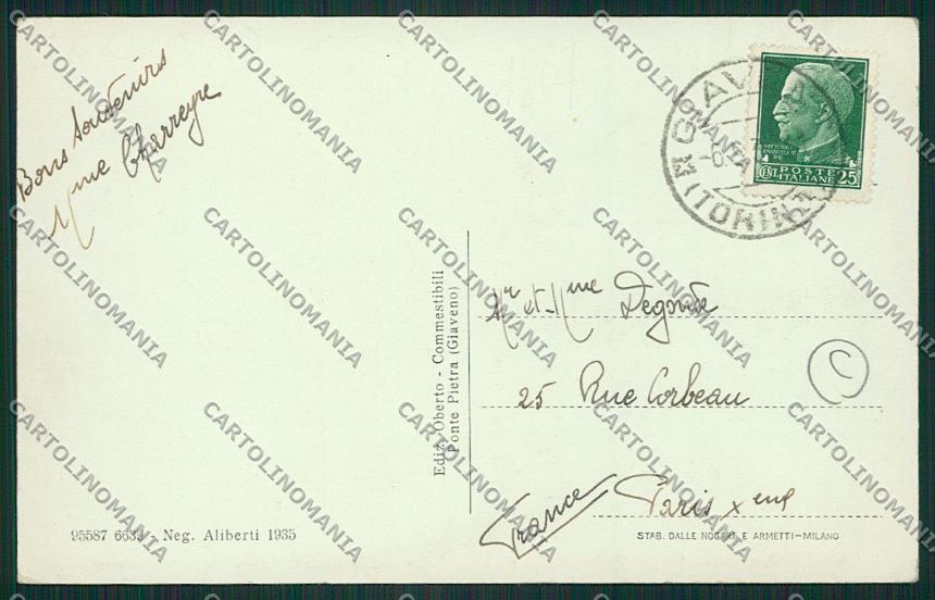 Torino Giaveno cartolina QK1451 – retro