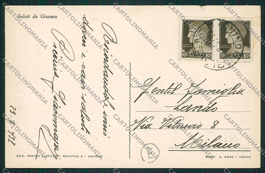 Torino Giaveno cartolina QK1465 – retro