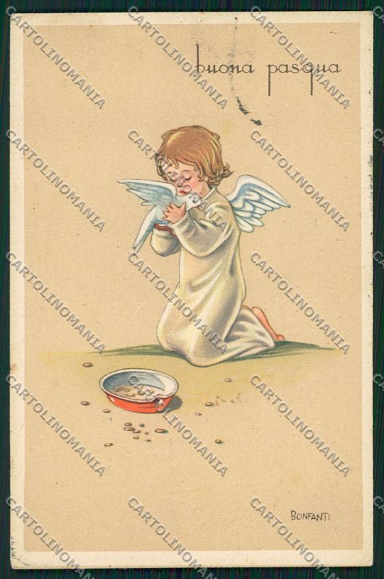 Bonfanti Augurale Angel cartolina QK1690 – fronte