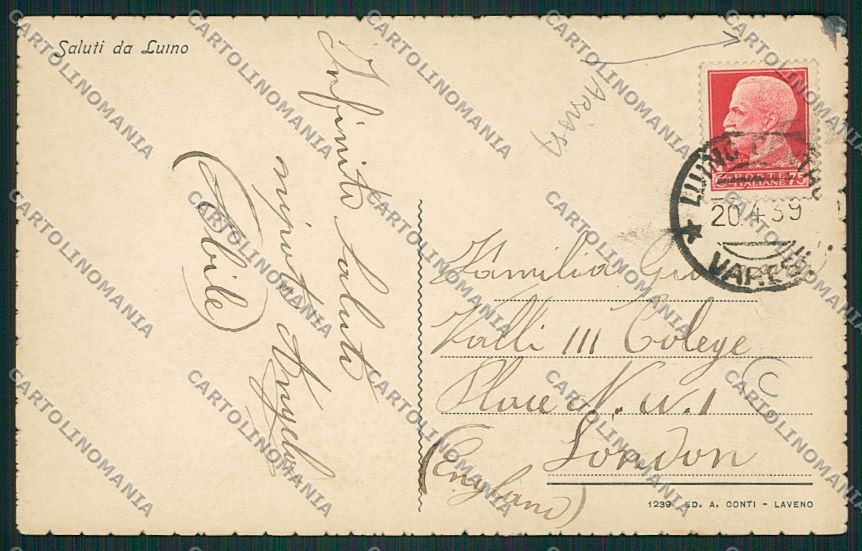 Varese Luino RIPARATA ABRASA cartolina QK1788 – retro